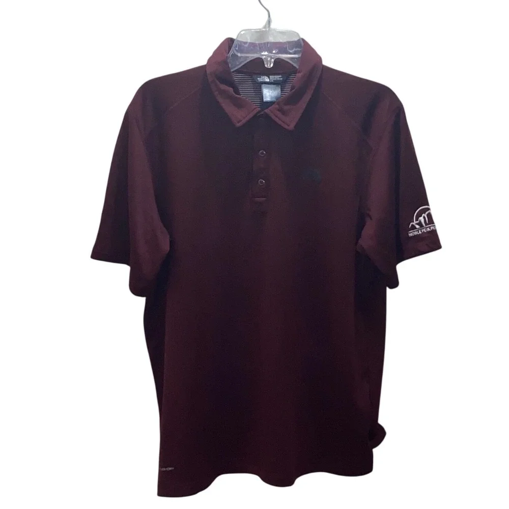 The North Face Mens‎ FlashDry Polo Shirt Burgundy Maroon Large Short Sleeve L